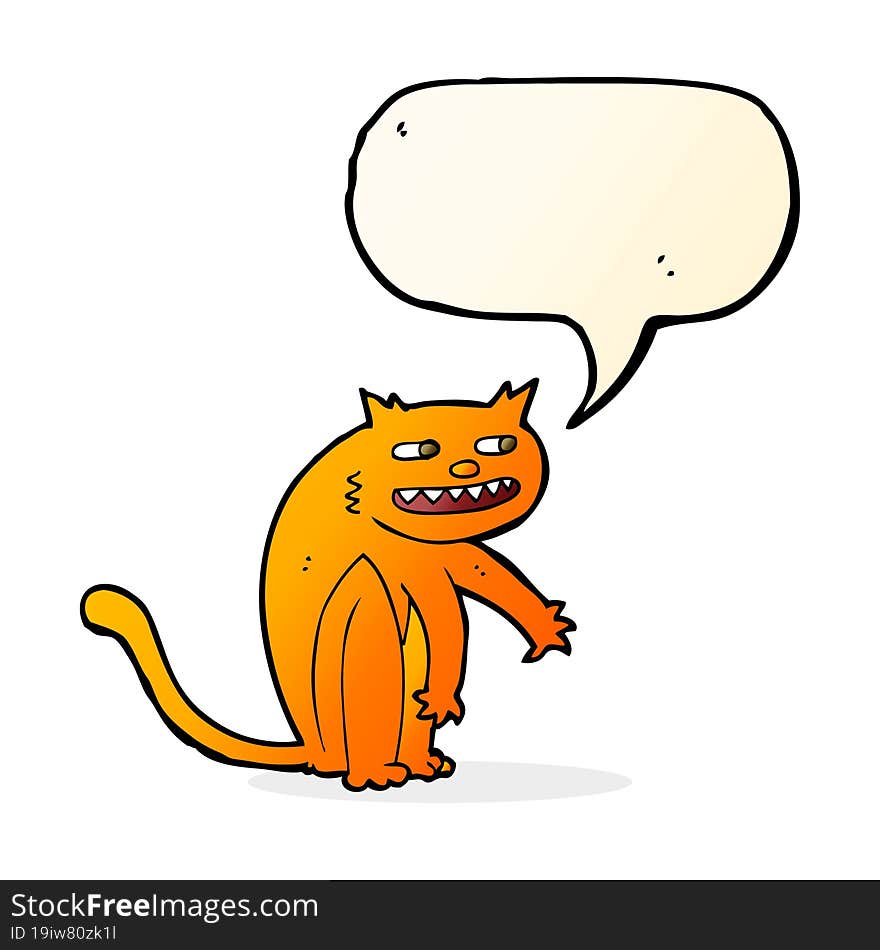 Cartoon Happy Cat With Speech Bubble