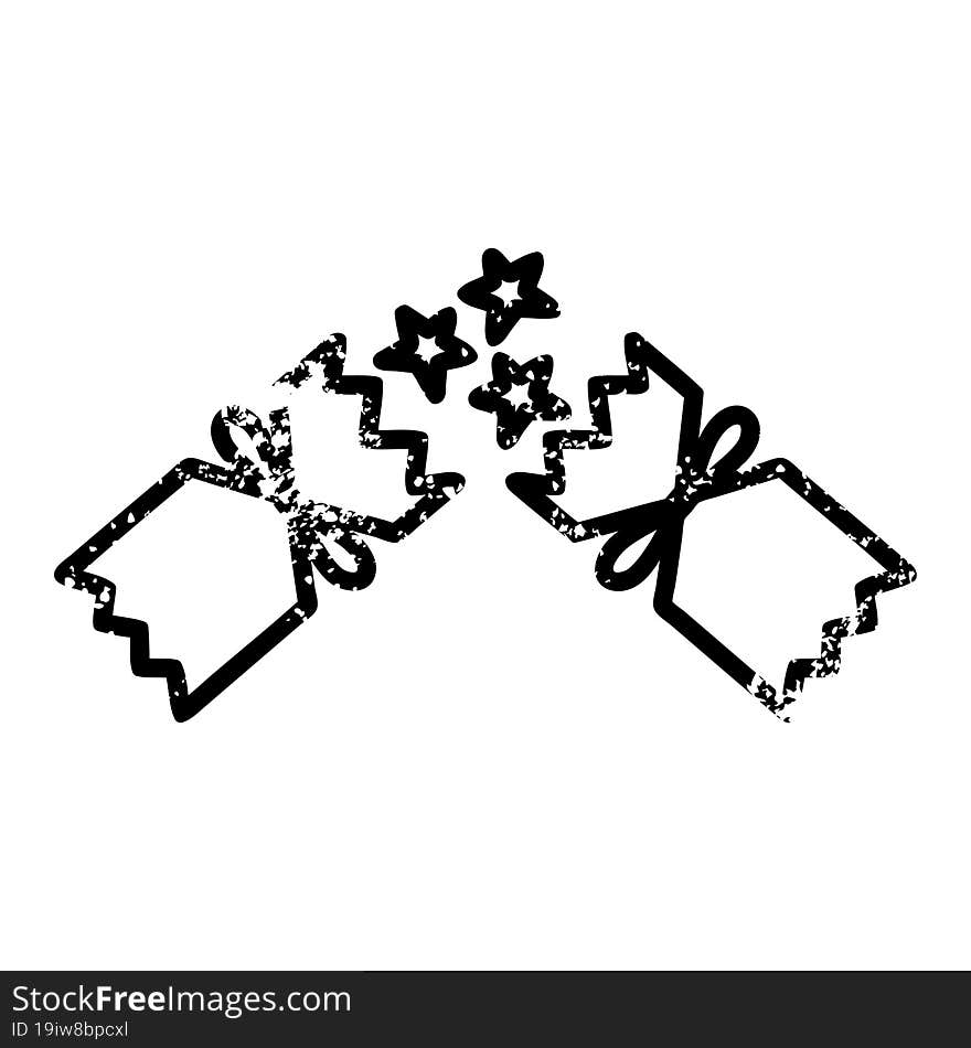 exploding christmas cracker distressed icon