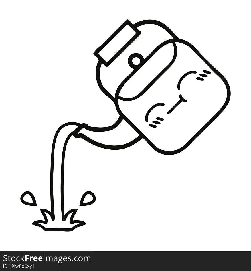 line drawing cartoon pouring kettle