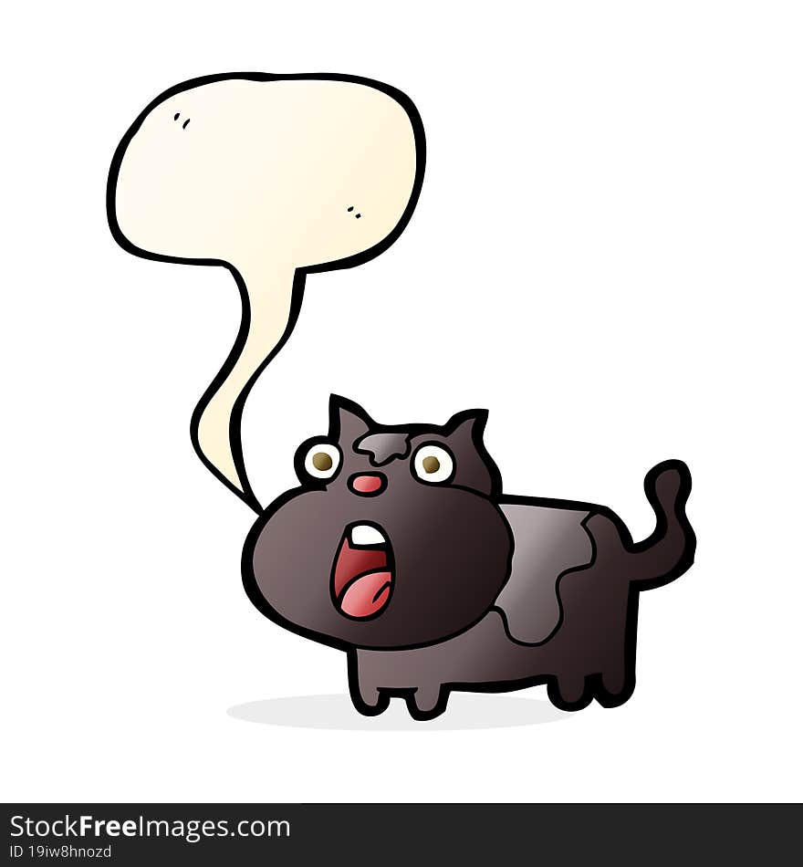 cartoon shocked cat with speech bubble