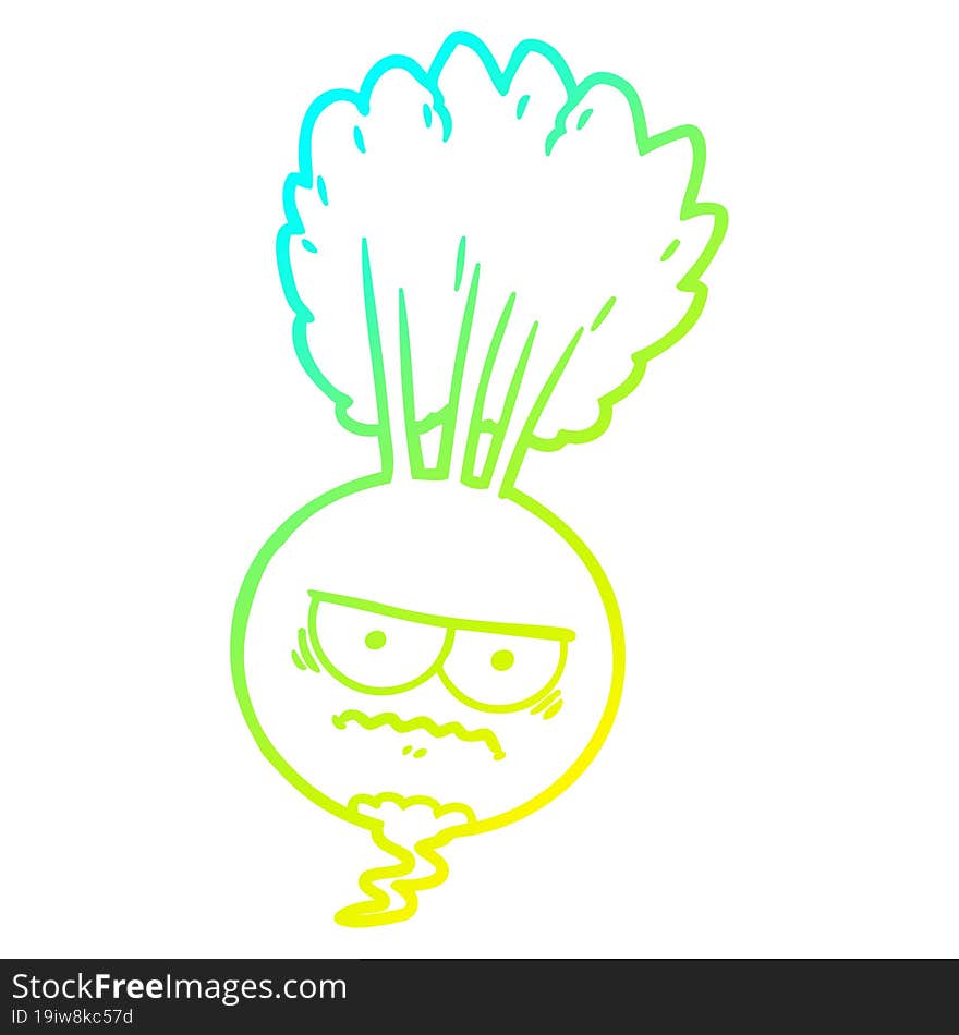 cold gradient line drawing cartoon root vegetable