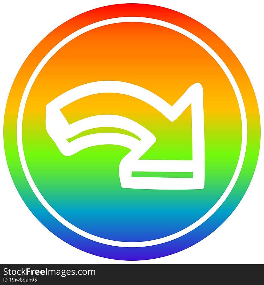 direction arrow circular icon with rainbow gradient finish. direction arrow circular icon with rainbow gradient finish