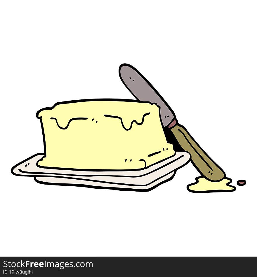 cartoon doodle butter and knife