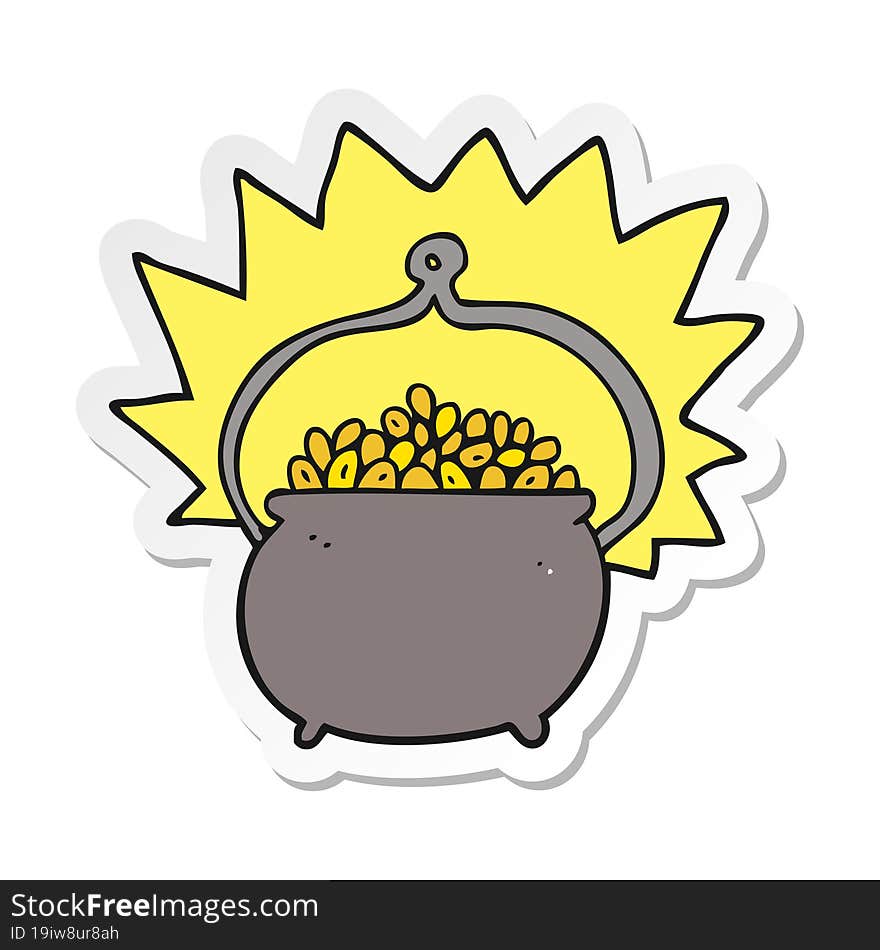 sticker of a cartoon pot of gold