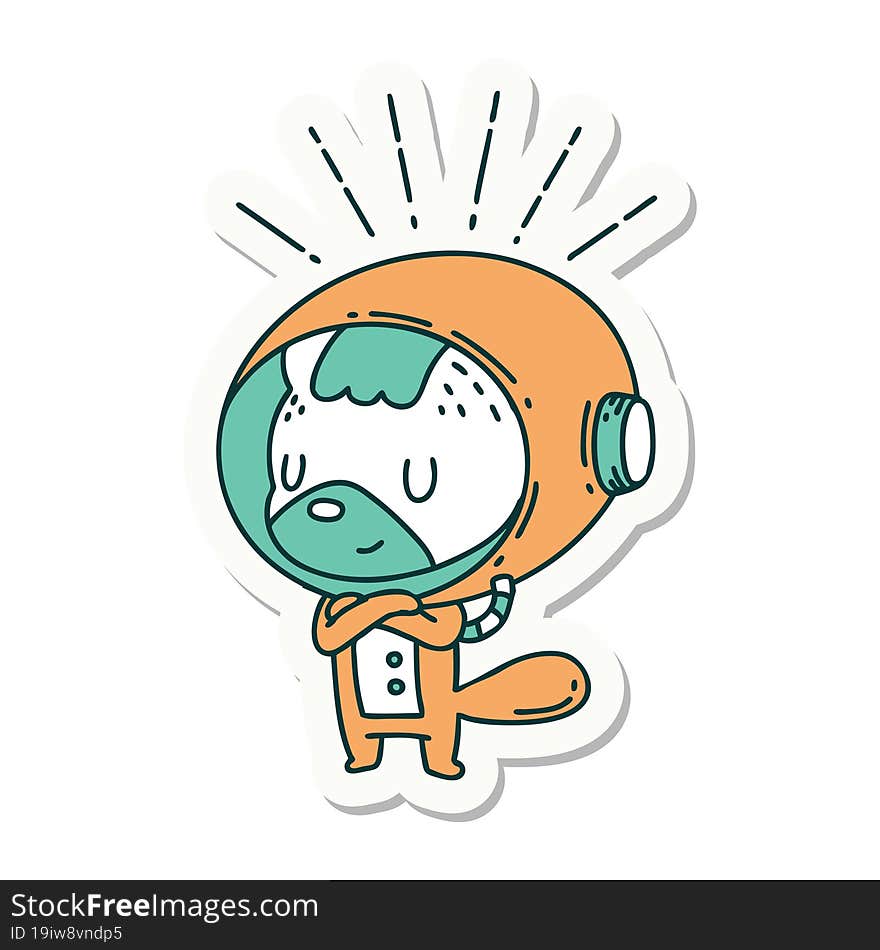 sticker of tattoo style animal in astronaut suit