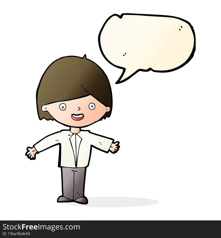 Cartoon Happy Man With Speech Bubble