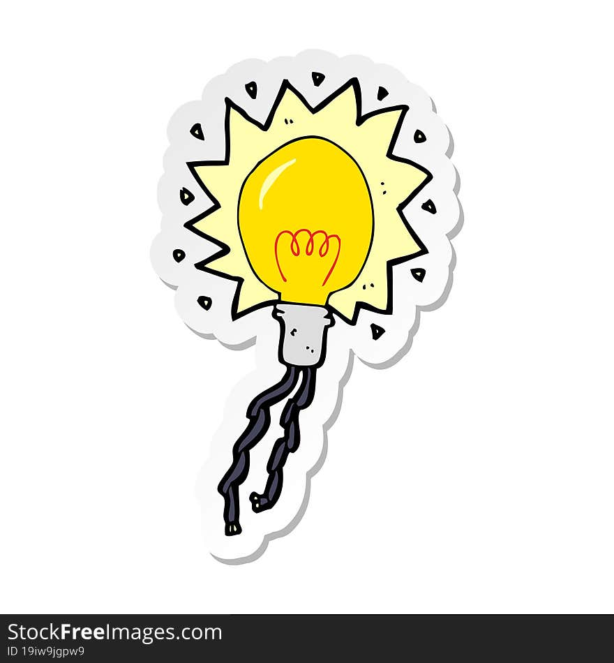 sticker of a cartoon electric light bulb