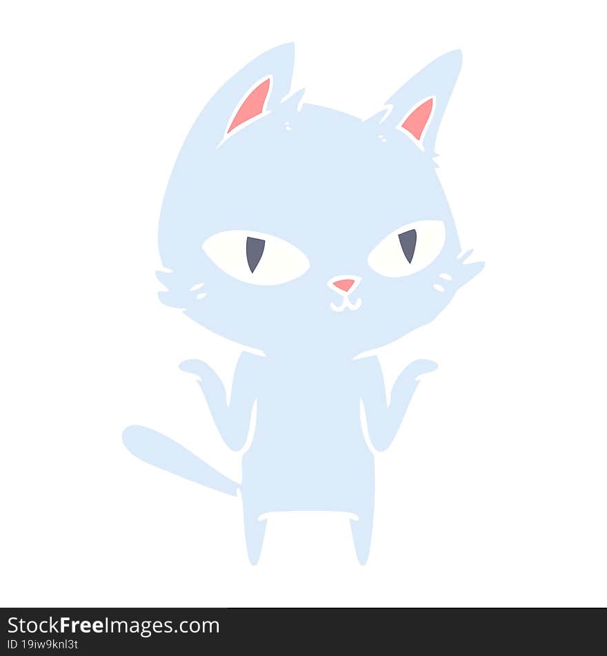 Flat Color Style Cartoon Cat Staring