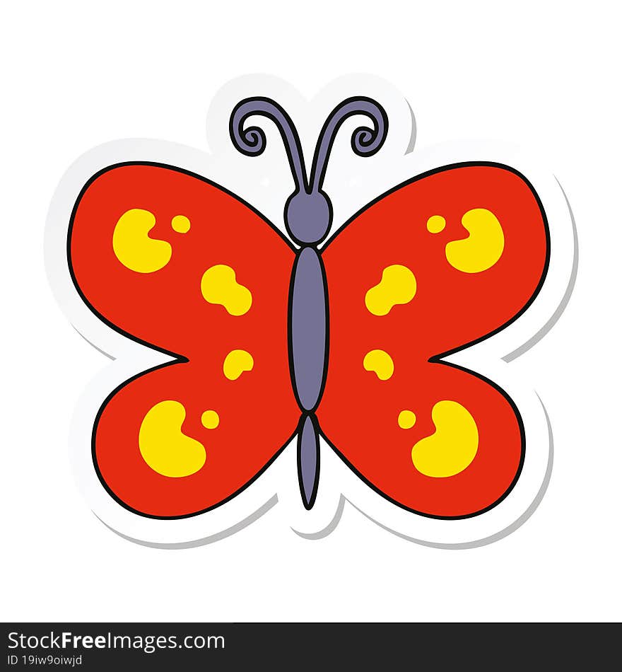 sticker of a quirky hand drawn cartoon butterfly