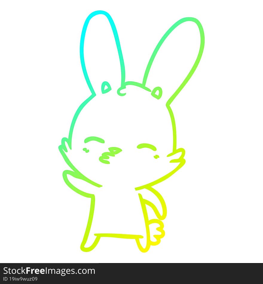 Cold Gradient Line Drawing Curious Bunny Cartoon