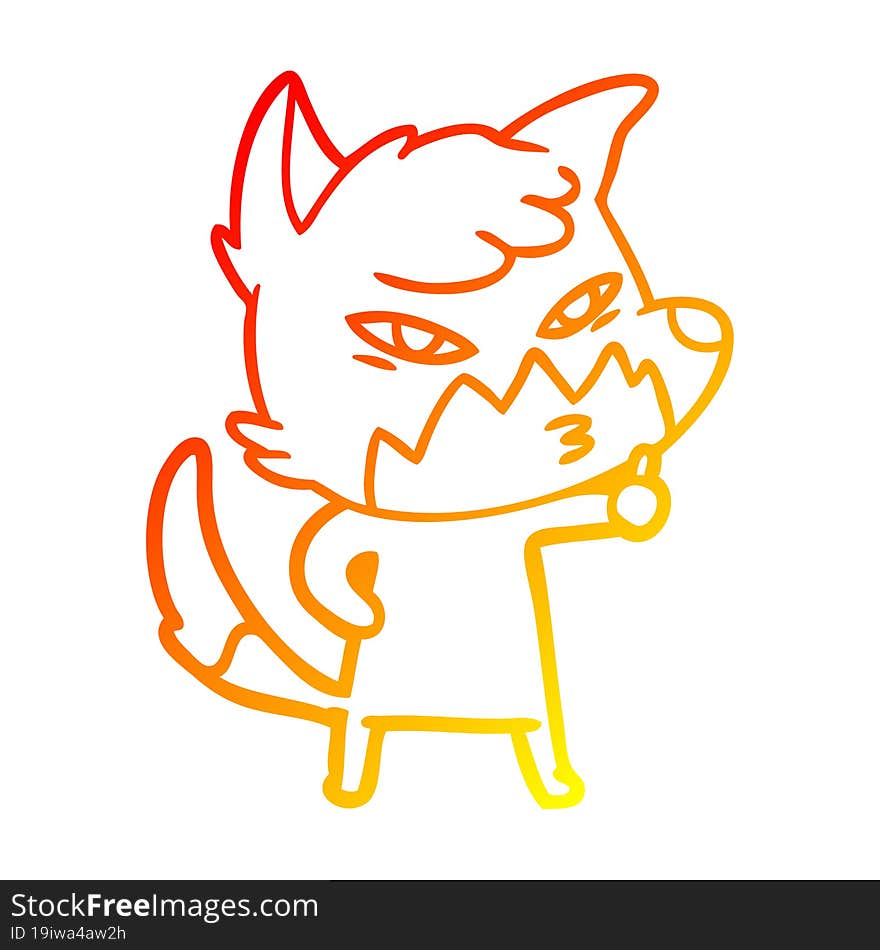 warm gradient line drawing clever cartoon fox