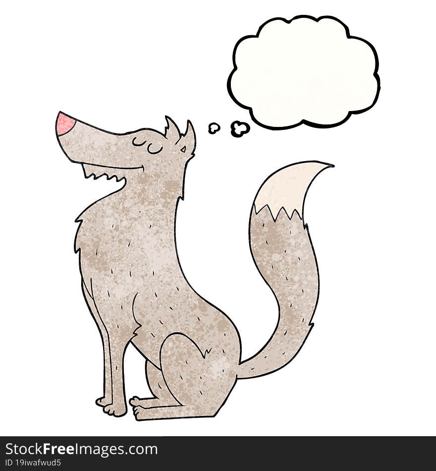 thought bubble textured cartoon wolf