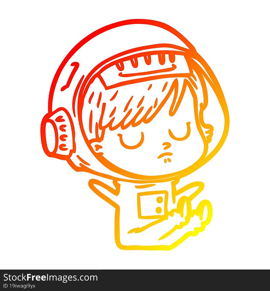 warm gradient line drawing of a cartoon astronaut woman