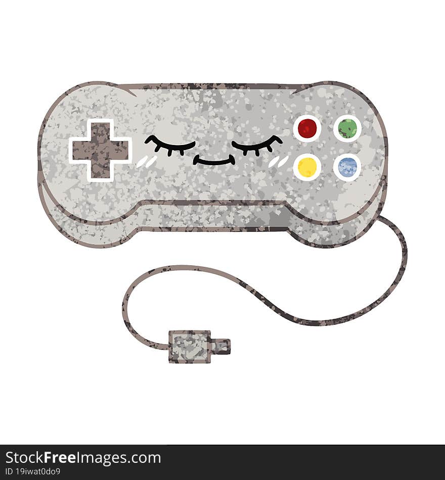 Retro Illustration Style Cartoon Game Controller