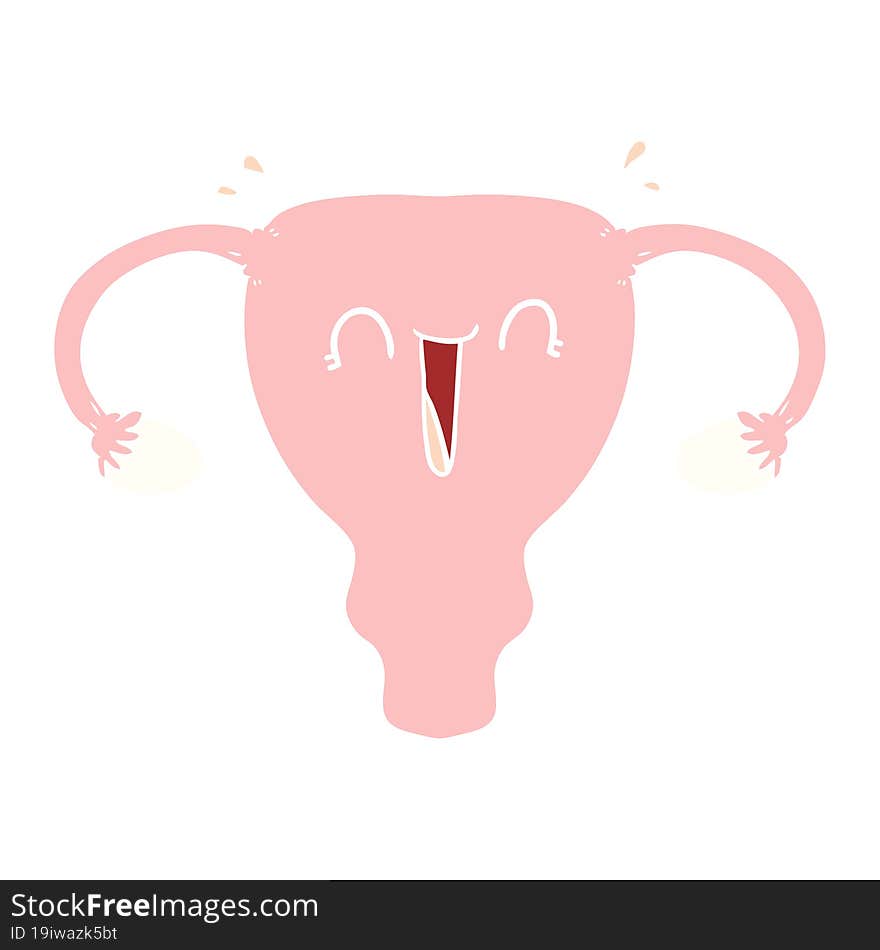 Flat Color Style Cartoon Happy Uterus