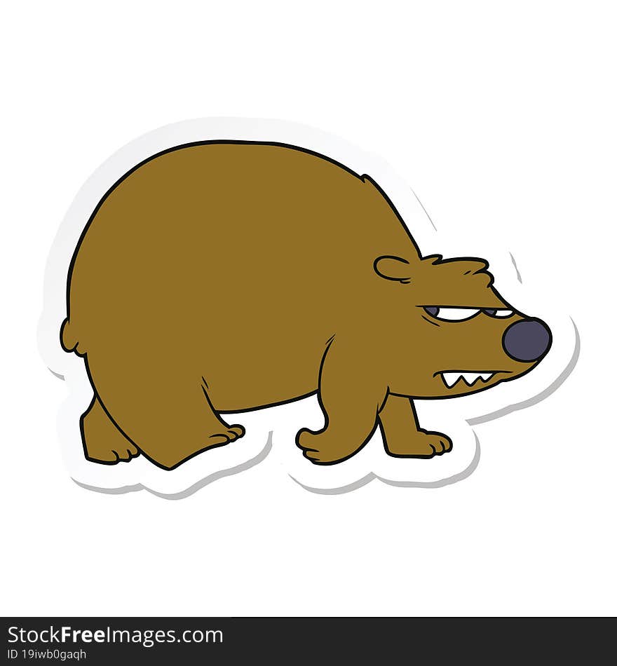 sticker of a cartoon angry bear