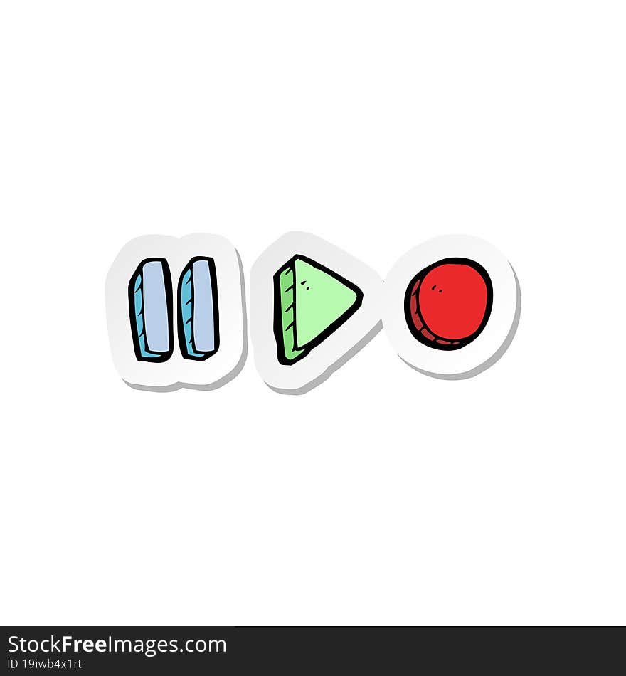 sticker of a cartoon playback symbols