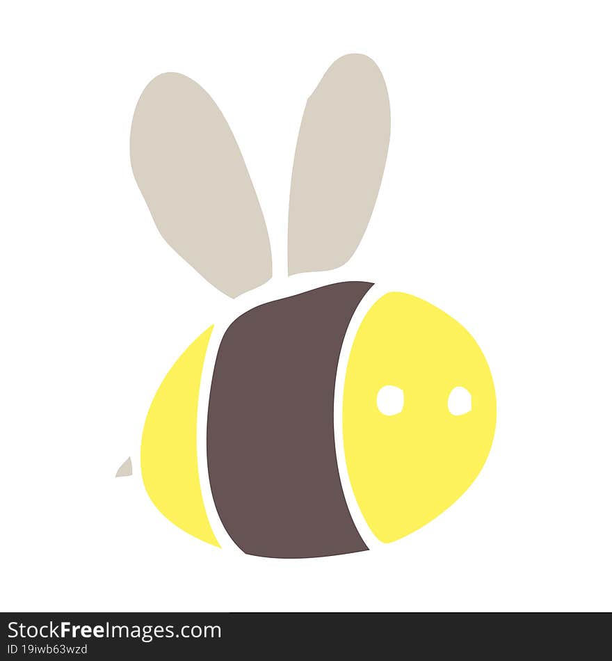 flat color illustration cartoon bee