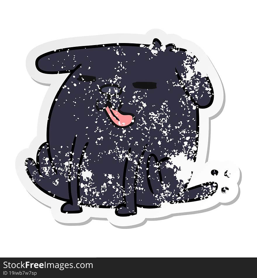 distressed sticker cartoon illustration kawaii of a cute dog. distressed sticker cartoon illustration kawaii of a cute dog