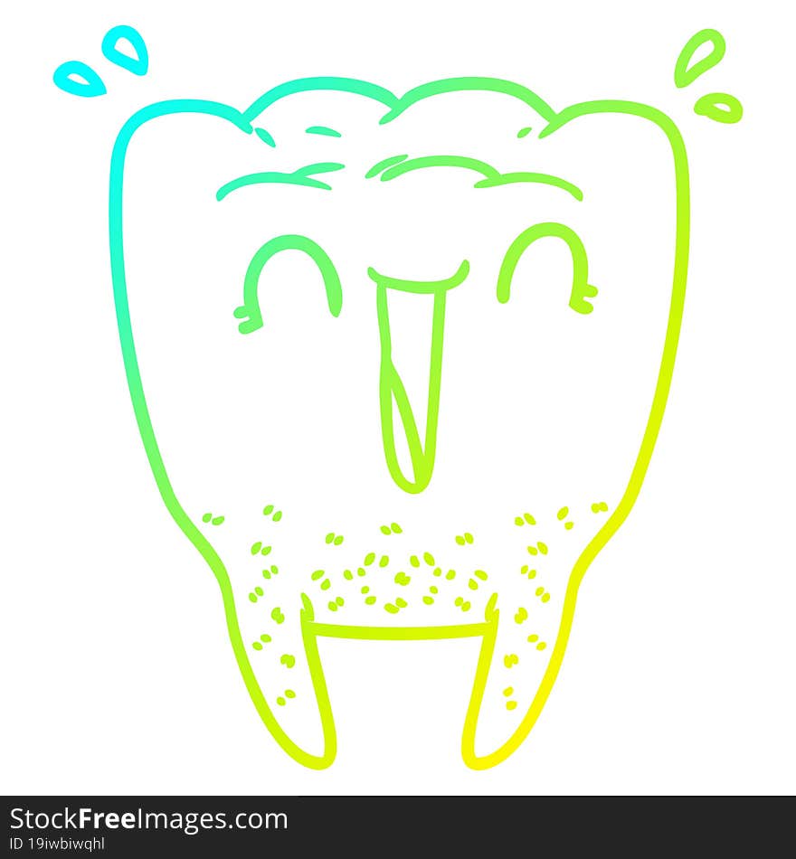 cold gradient line drawing cartoon happy tooth