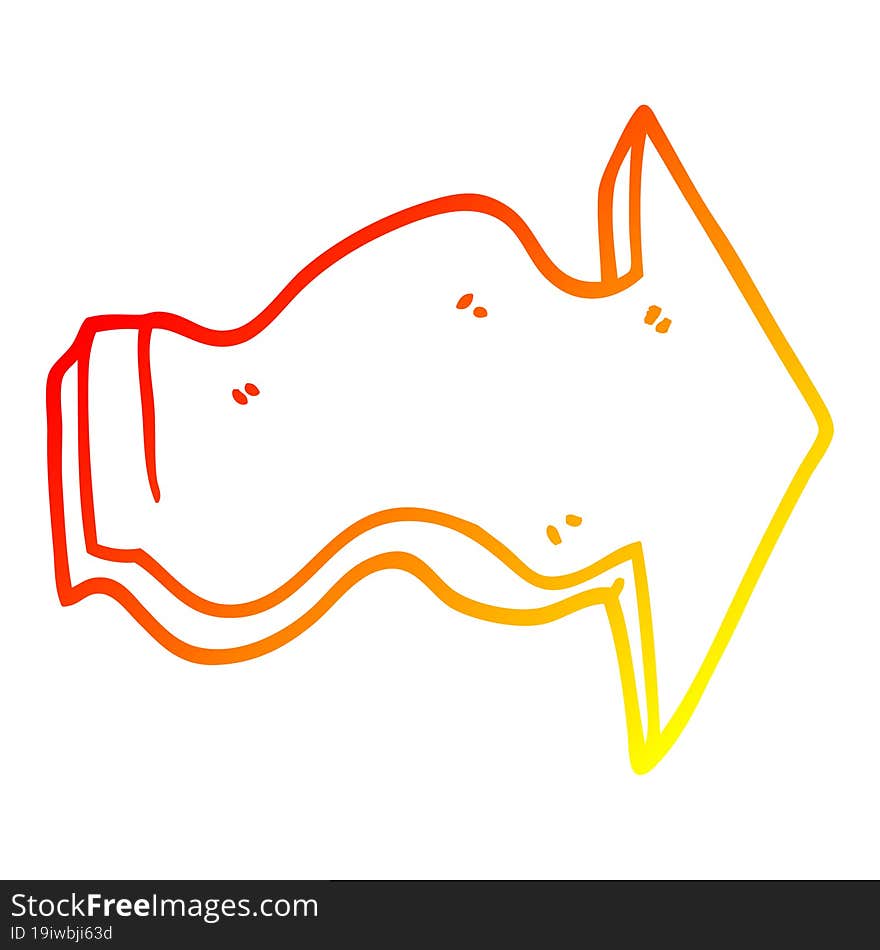 warm gradient line drawing cartoon pointing arrow