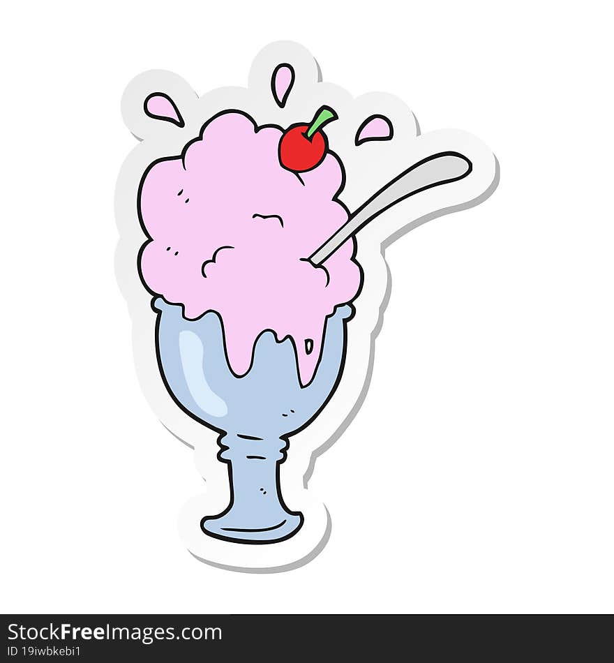 Sticker Of A Cartoon Ice Cream