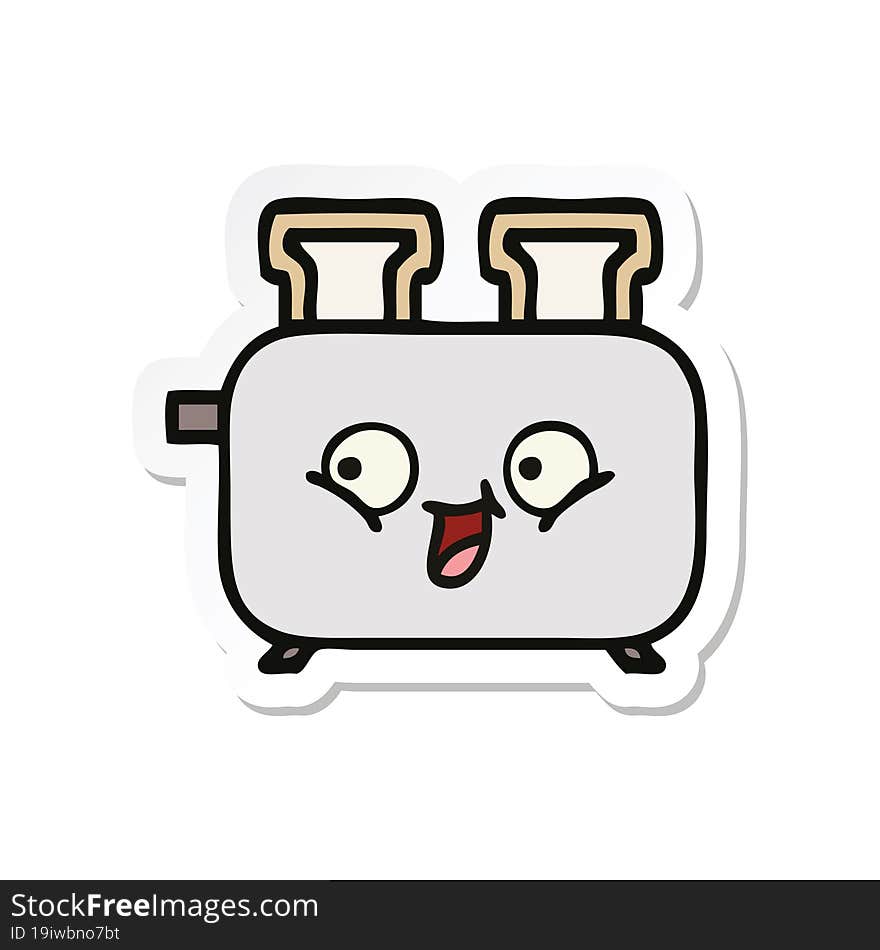 sticker of a cute cartoon of a toaster