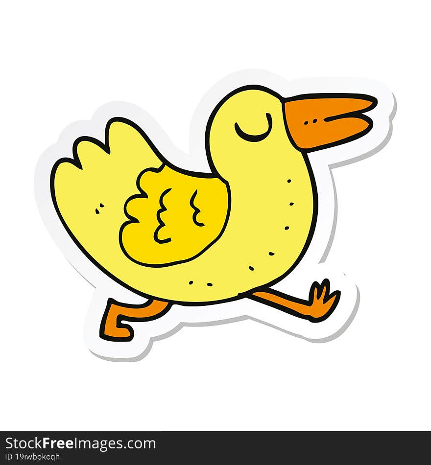 Sticker Of A Cartoon Bird