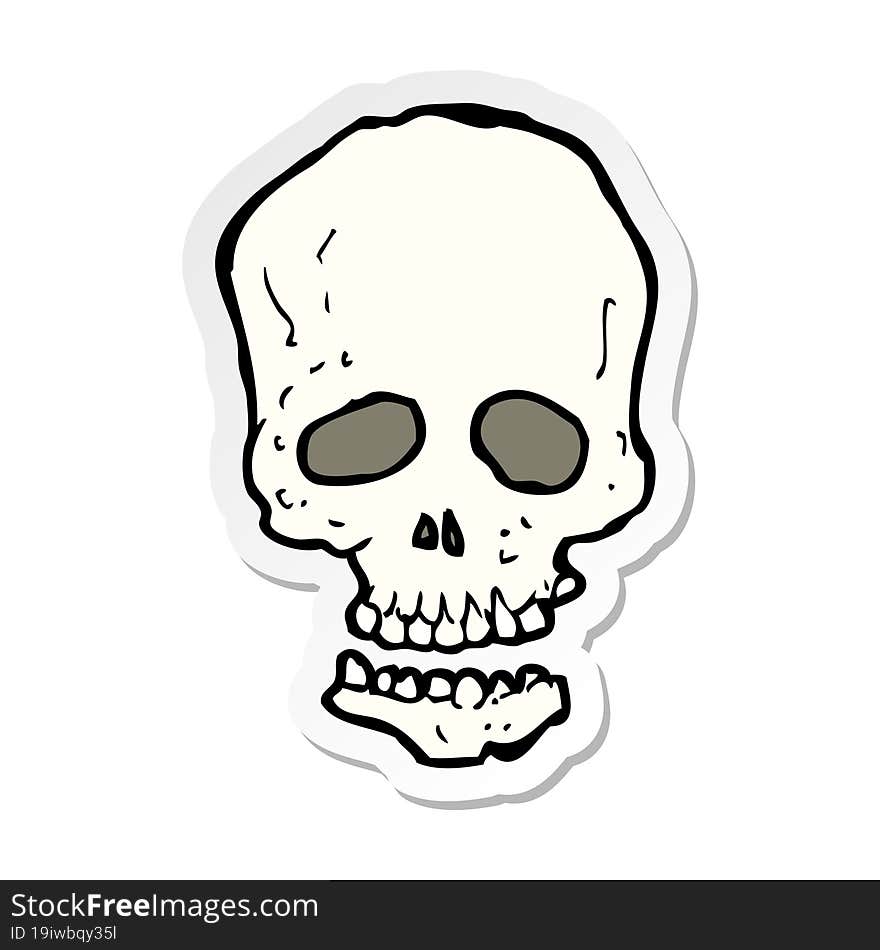 sticker of a cartoon skull