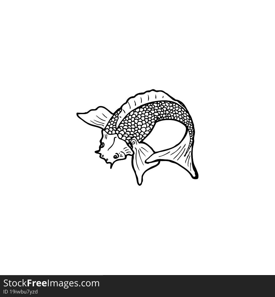 Black And White Japanese Fish Tattoo