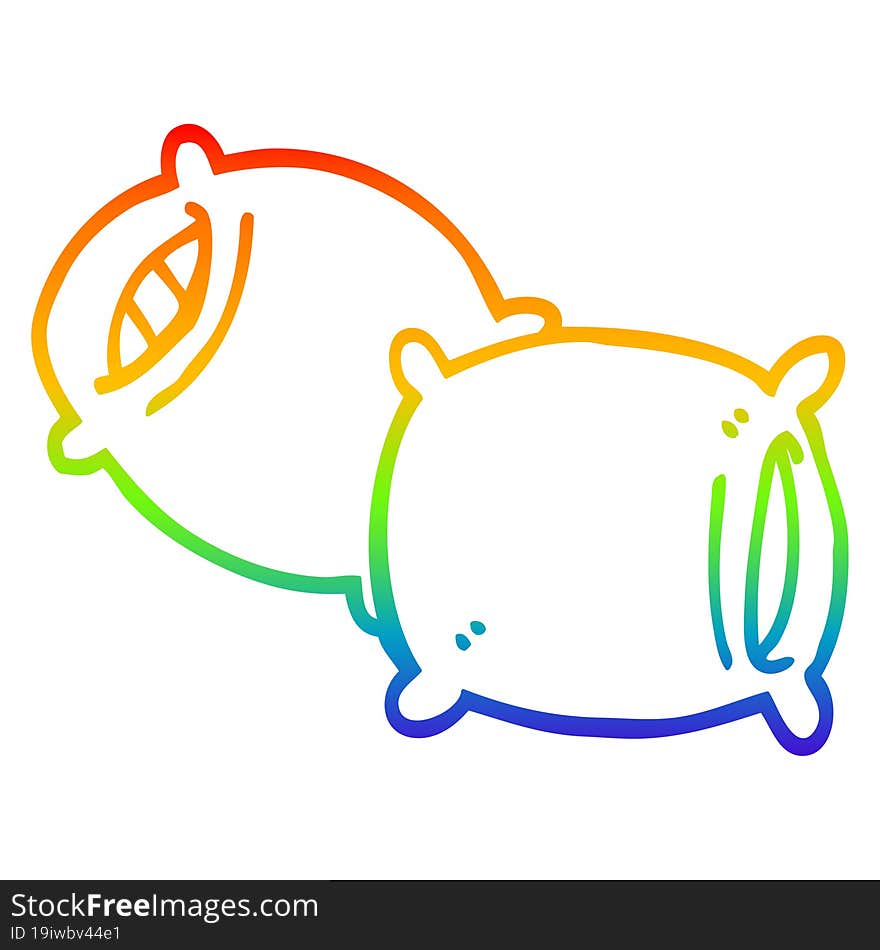 rainbow gradient line drawing cartoon pillow