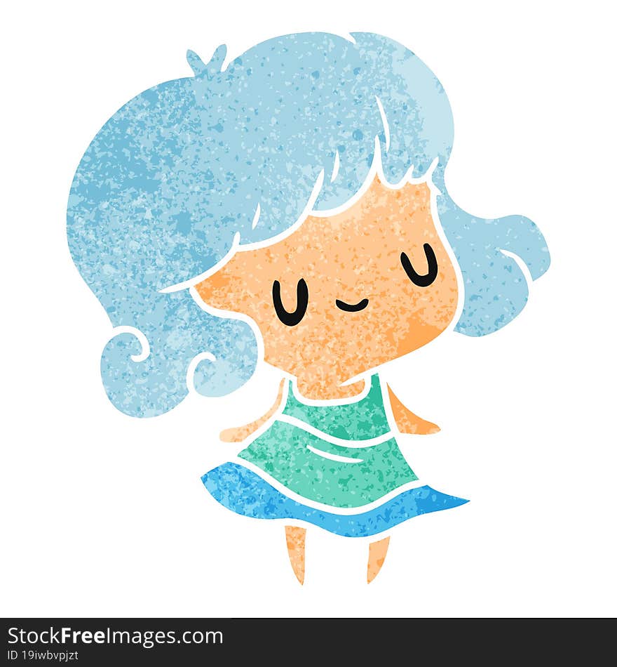 retro cartoon illustration kawaii of cute girl. retro cartoon illustration kawaii of cute girl