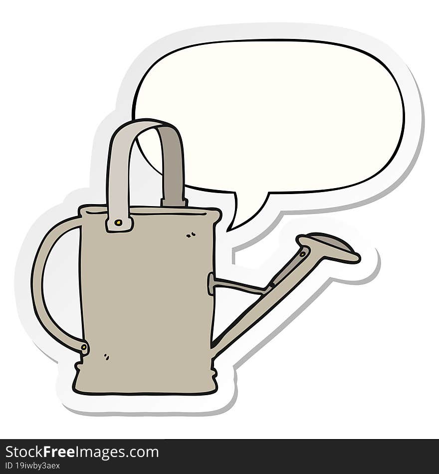 cartoon watering can with speech bubble sticker