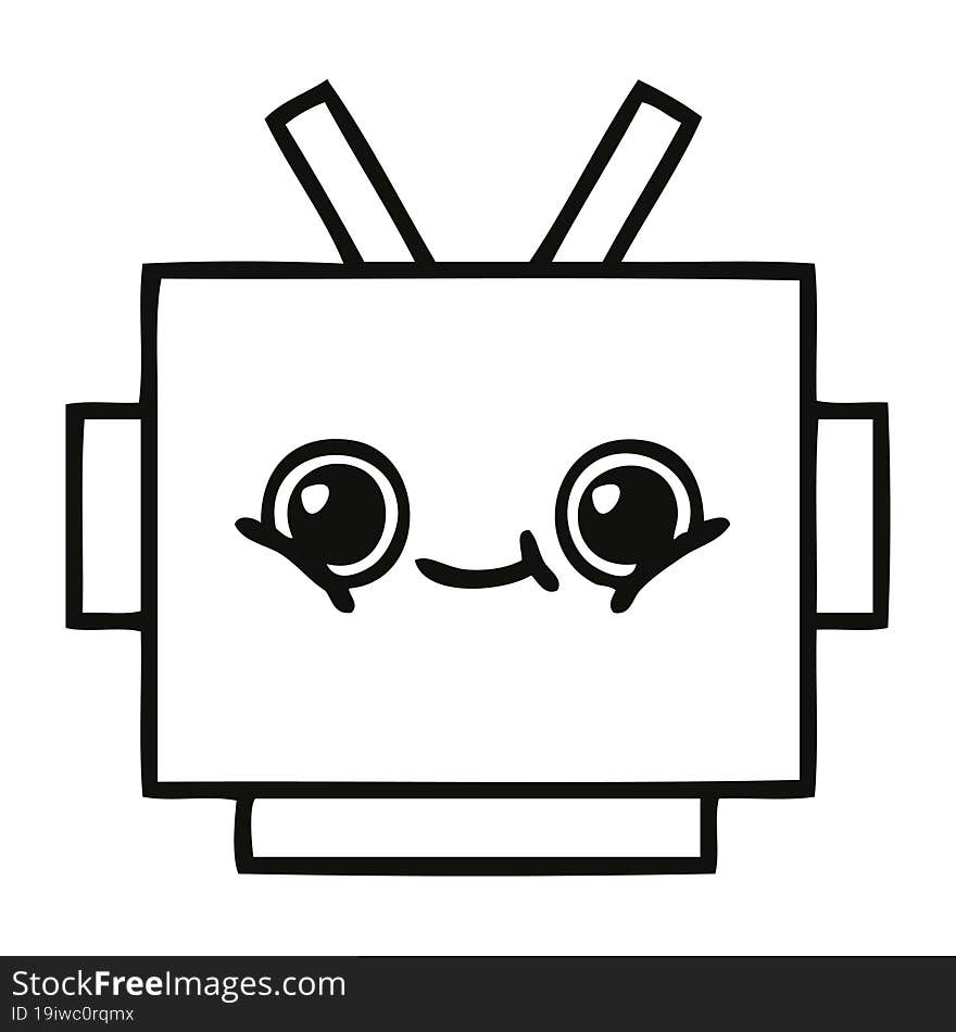 line drawing cartoon robot head