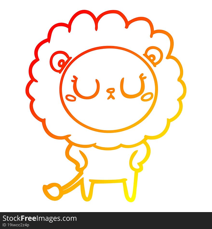 Warm Gradient Line Drawing Cartoon Lion