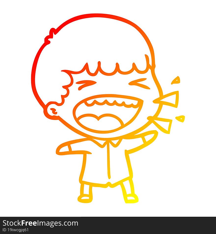 warm gradient line drawing of a cartoon laughing man