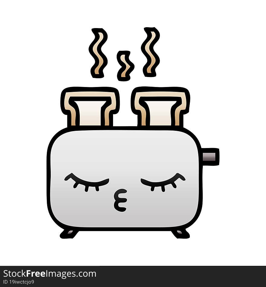 Gradient Shaded Cartoon Of A Toaster