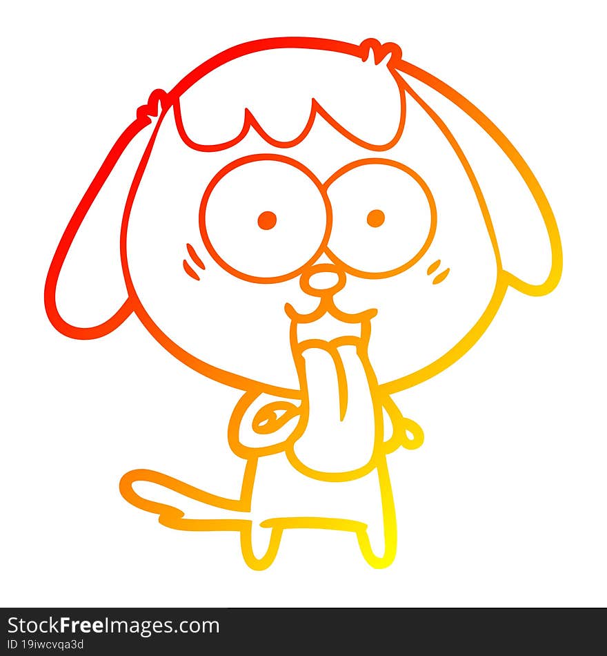 Warm Gradient Line Drawing Cute Cartoon Dog