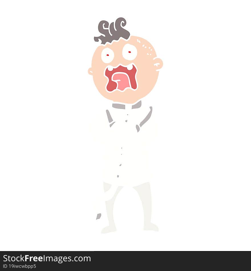 flat color illustration cartoon mad man