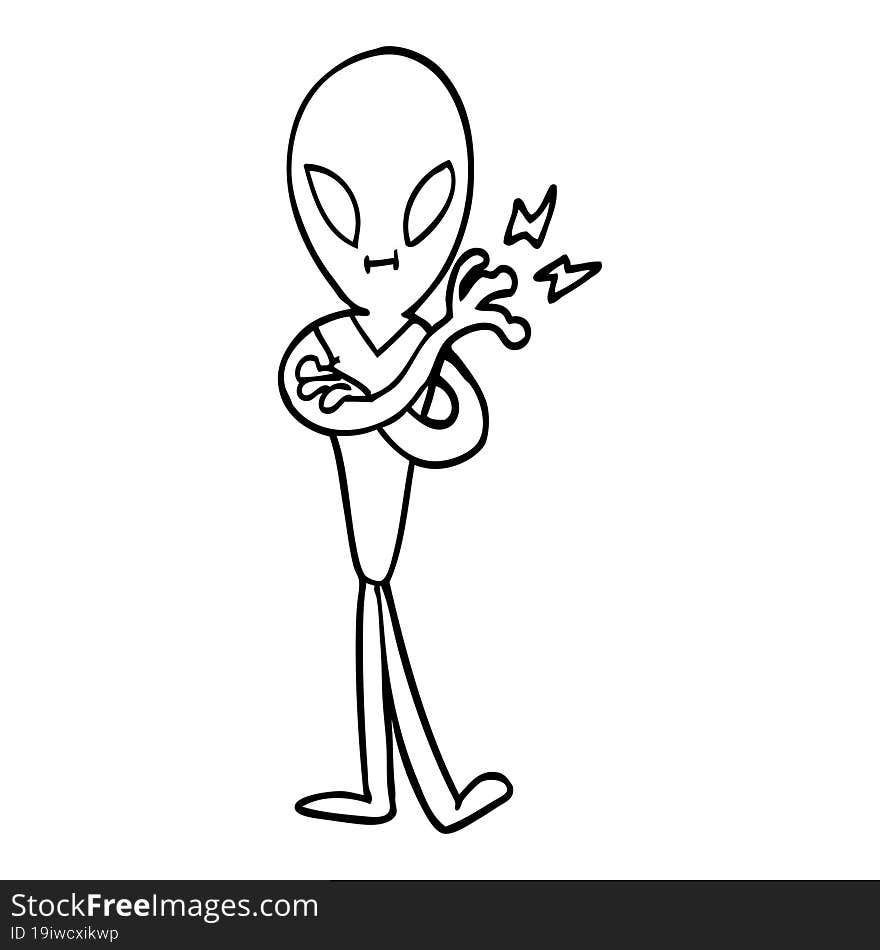 line drawing cartoon alien