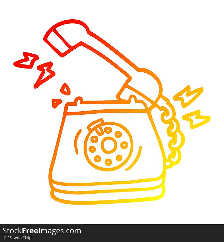 Warm Gradient Line Drawing Cartoon Old Rotary Dial Telephone