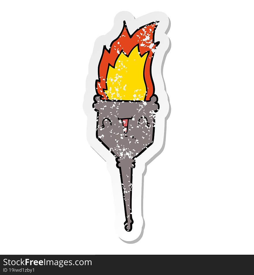 Distressed Sticker Of A Cartoon Flaming Chalice