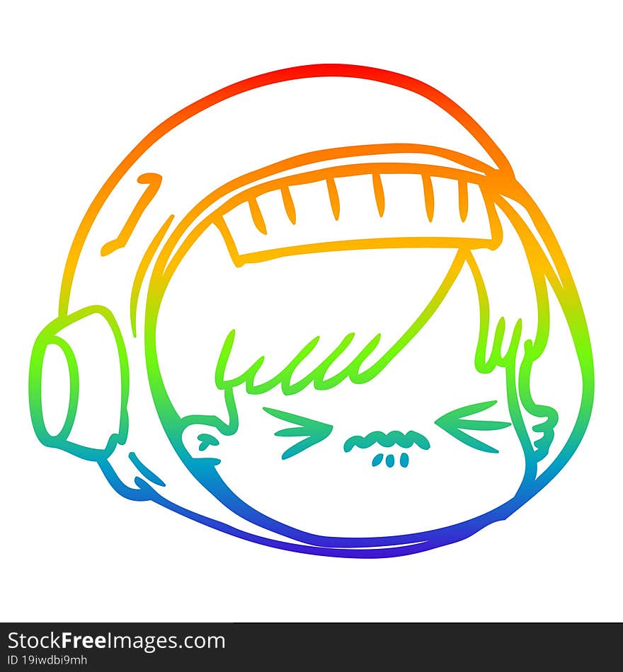 rainbow gradient line drawing cartoon stressed astronaut face