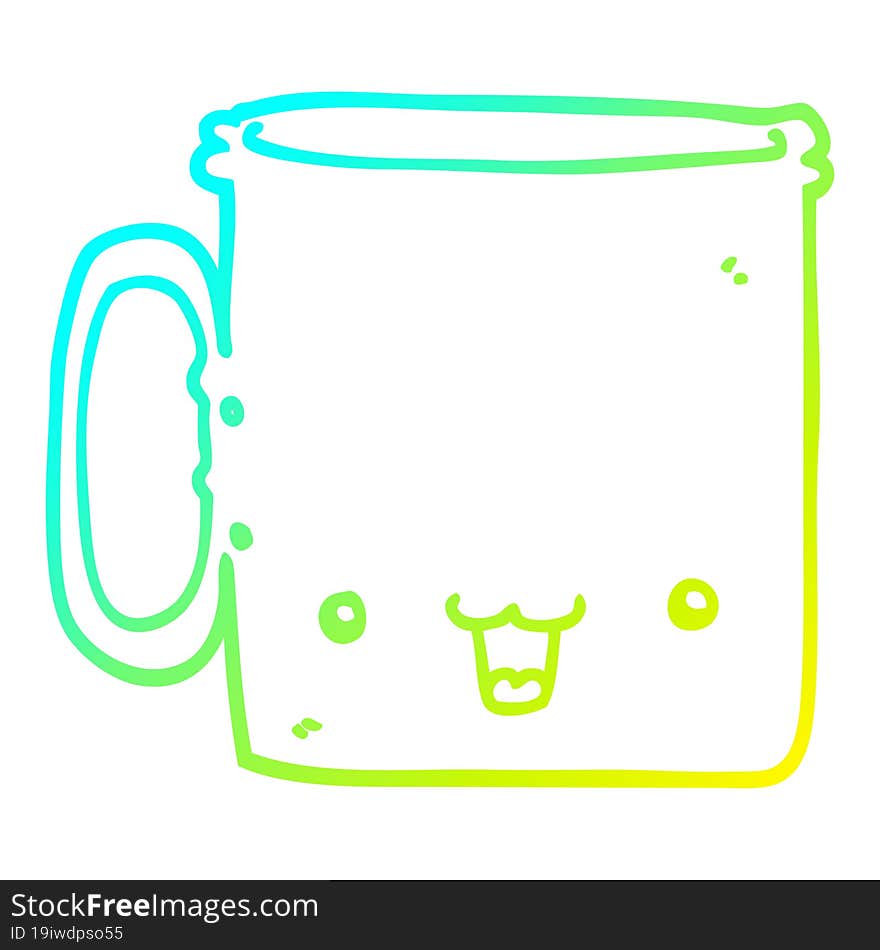 cold gradient line drawing cartoon cup