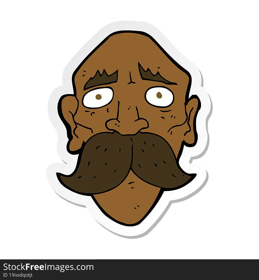 Sticker Of A Cartoon Sad Old Man