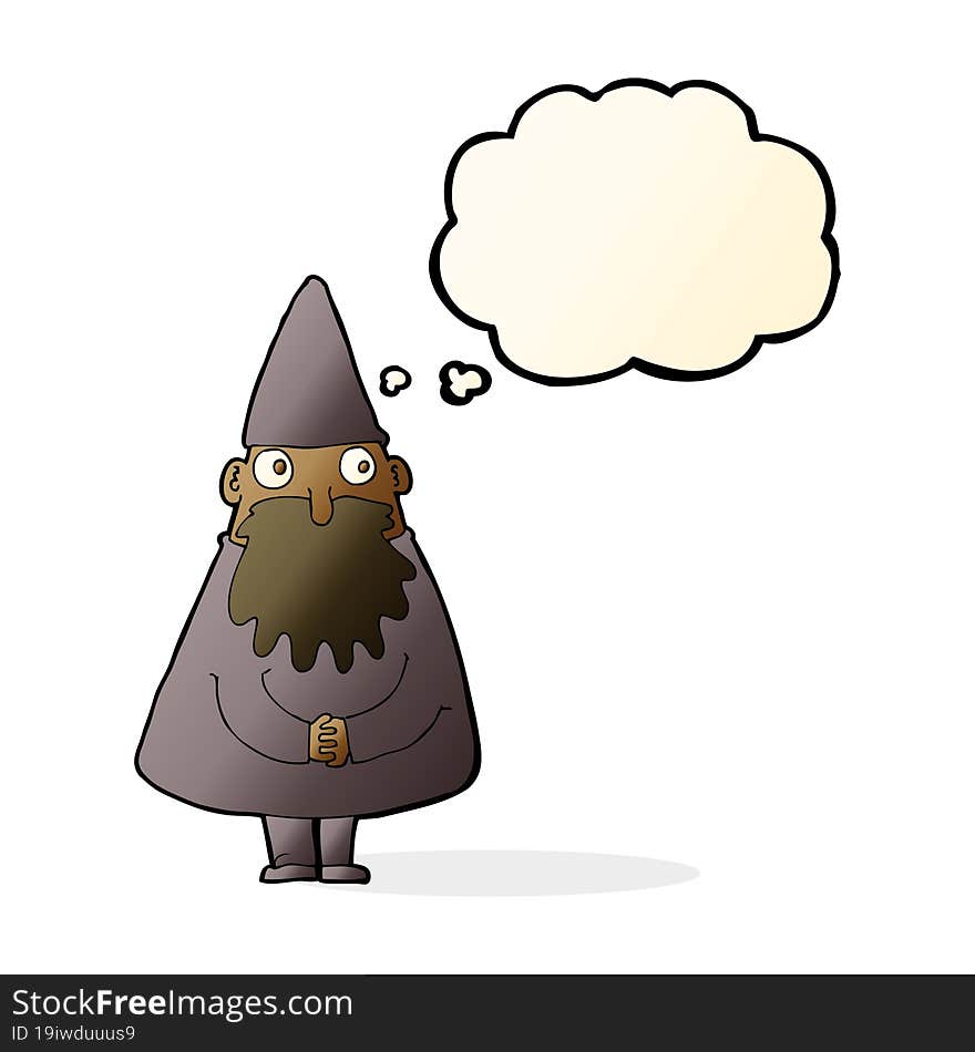 cartoon wizard with thought bubble