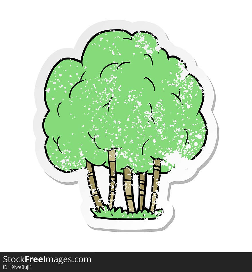 distressed sticker of a cartoon tree