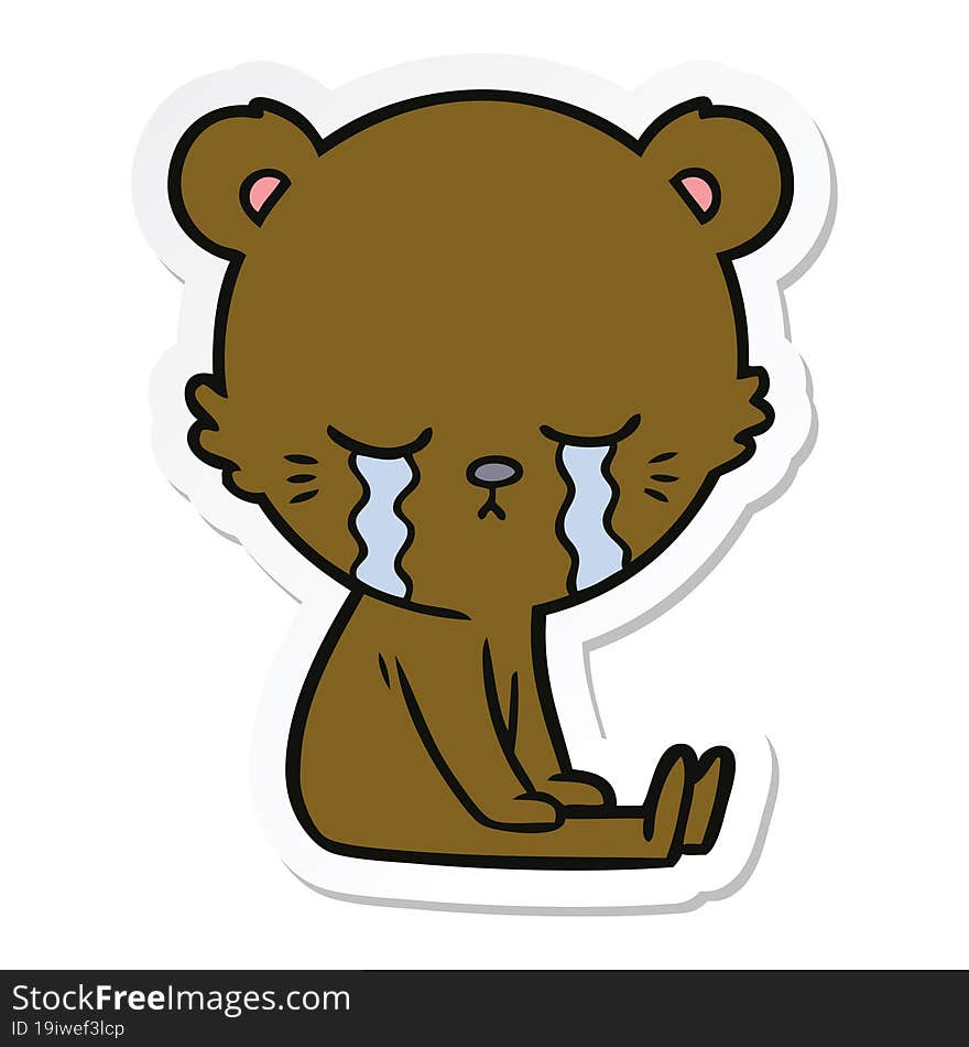 Sticker Of A Crying Cartoon Bear