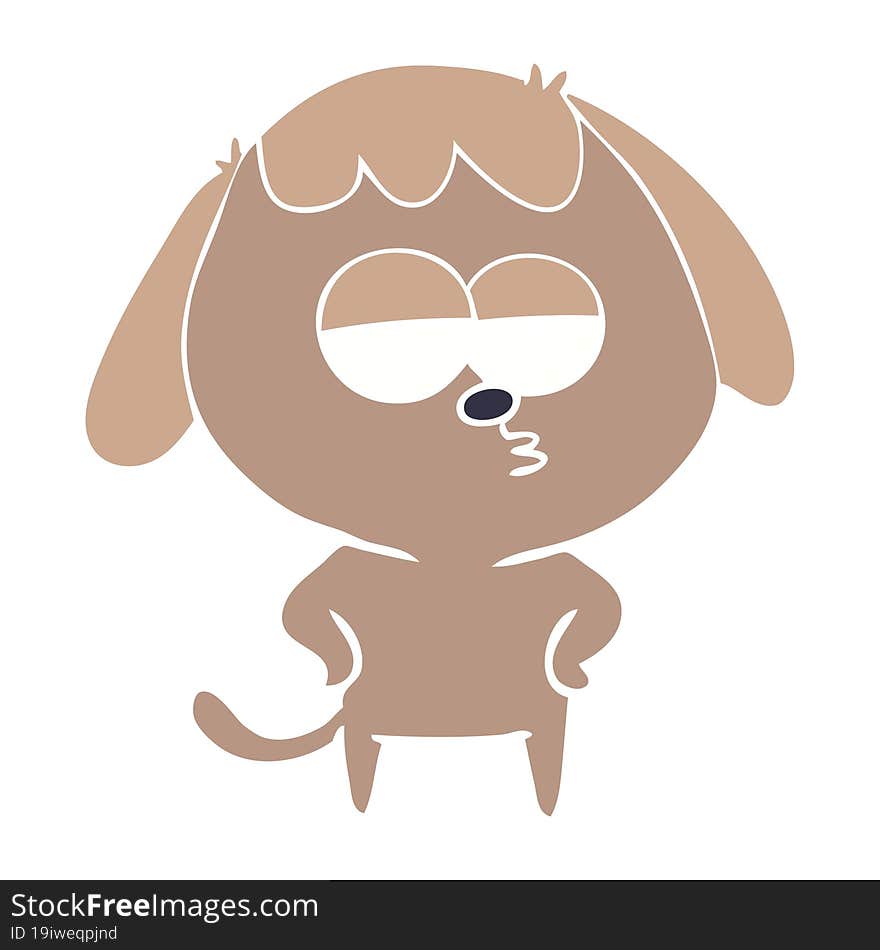 flat color style cartoon bored dog