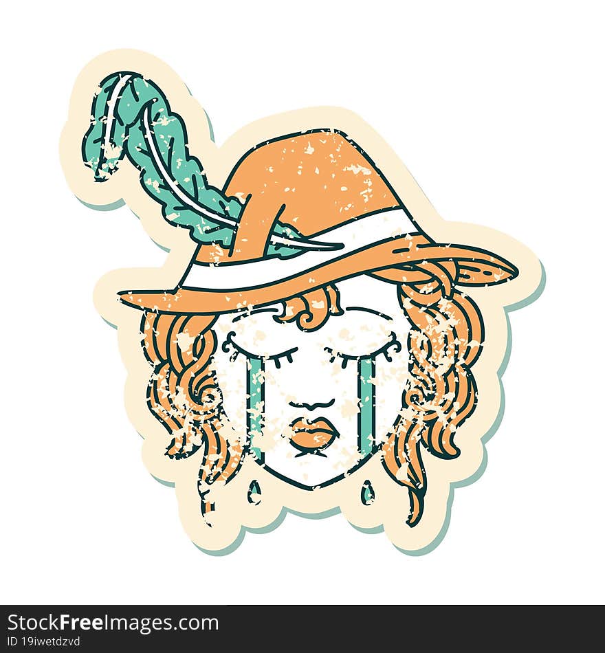 Crying Human Bard Grunge Sticker